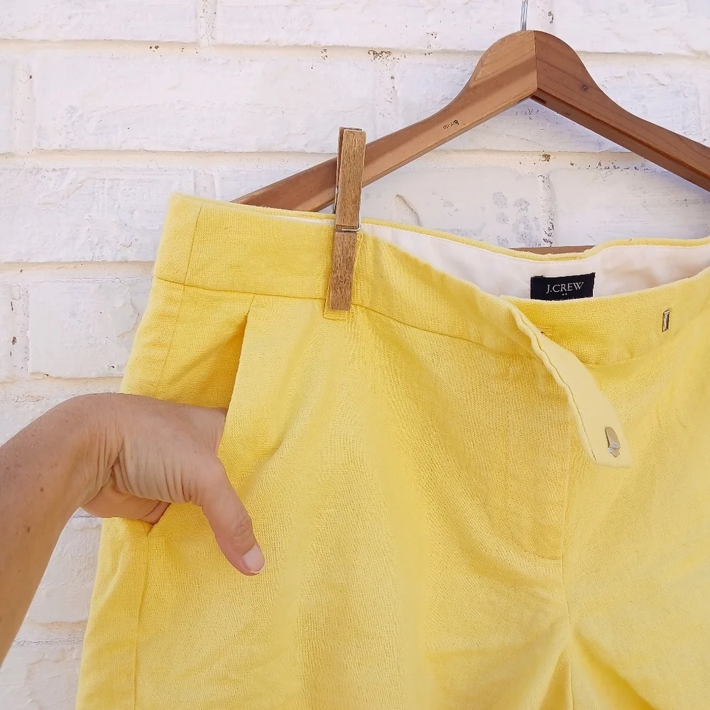 J. Crew Linen Yellow Scalloped Hem Shorts - Picture 5 of 8
